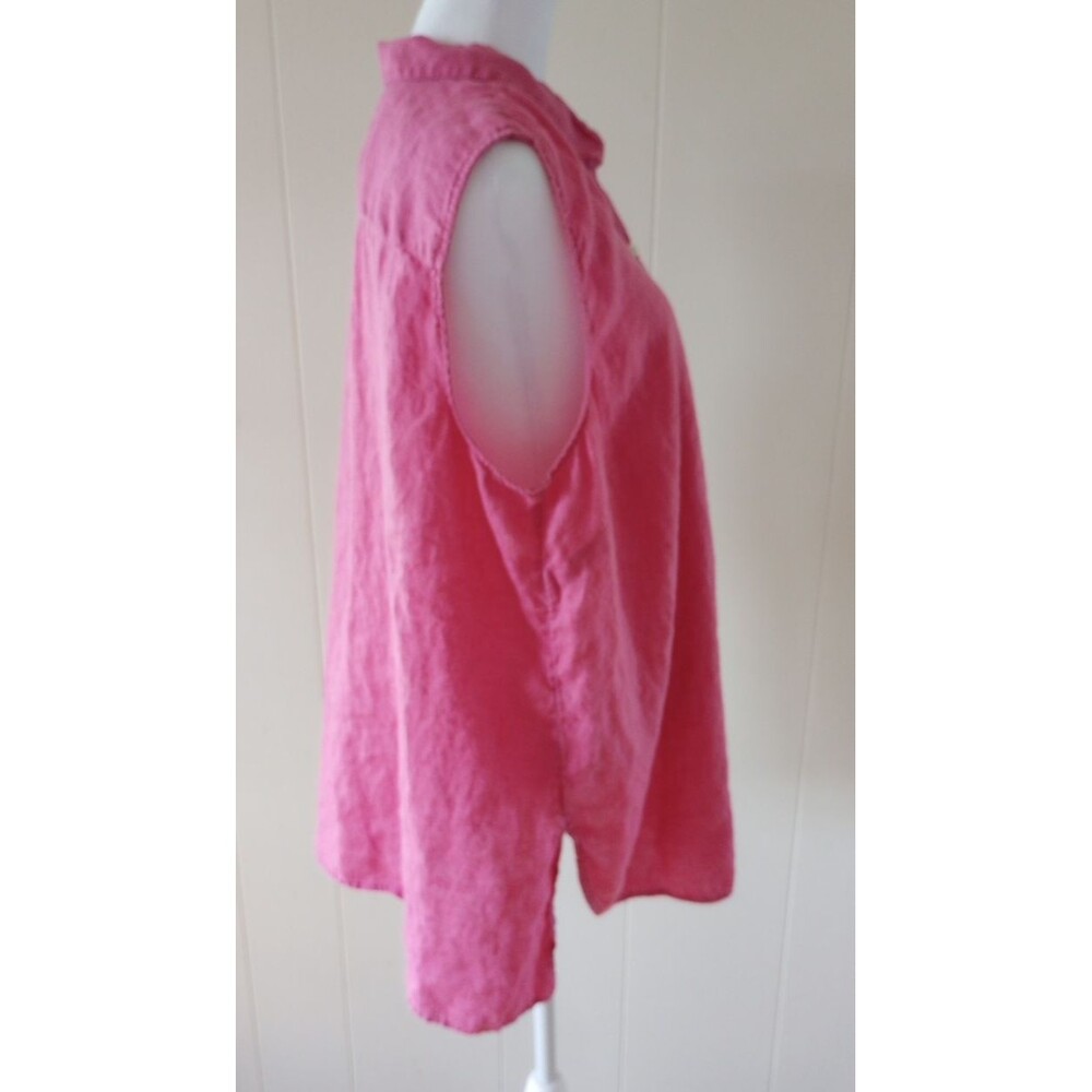 J.Jill Love Linen Tunic Button Front Shirt Pink XL Sleeveless Casual Summer - Picture 7 of 10